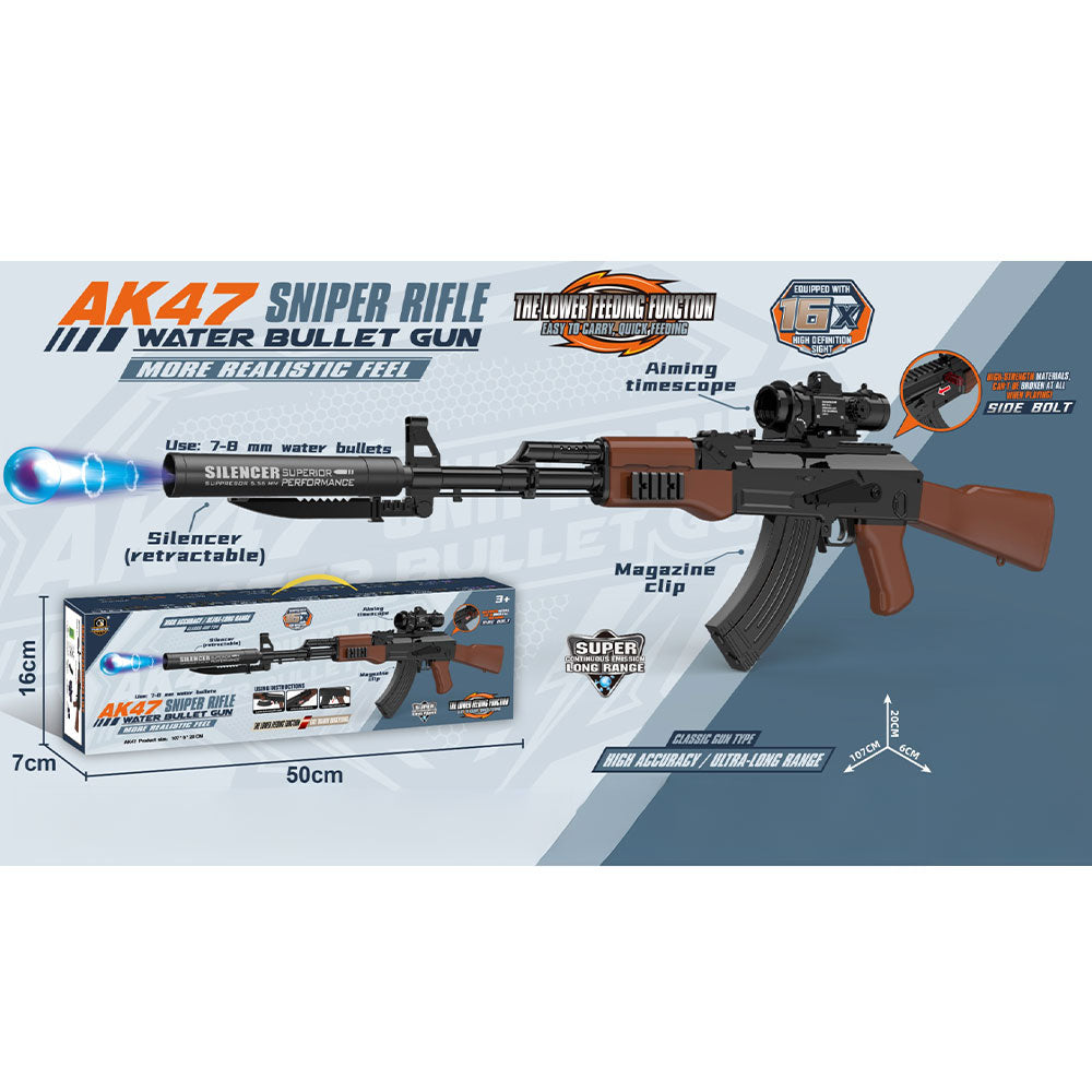 AK47 Gel Blaster Assault Rifle - Tactical Toy Gun with Scope