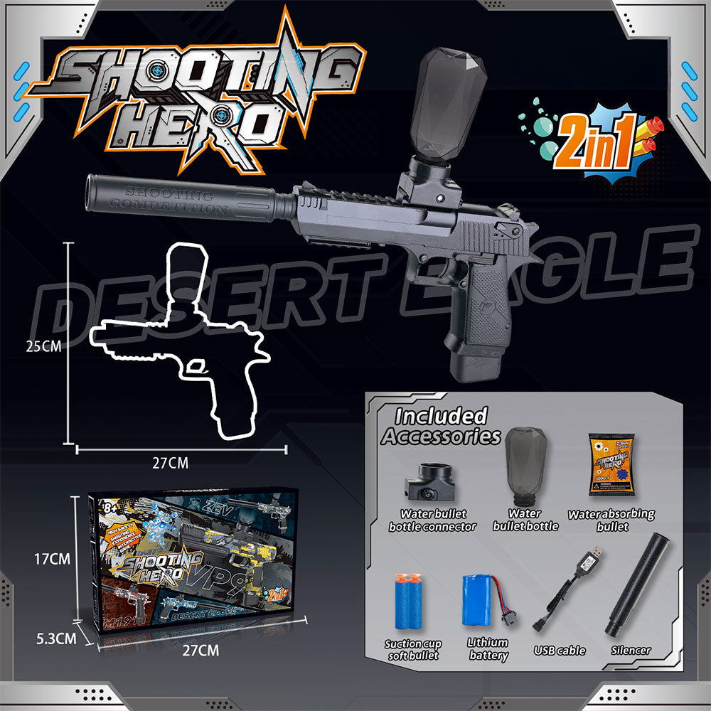 Tactical Desert Eagle Splatter Blaster - 2-in-1 Toy Pistol