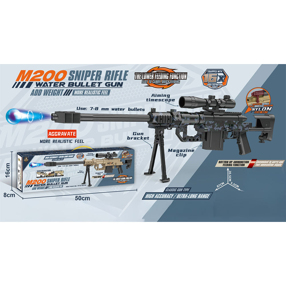 M200 Gel Blaster Sniper Rifle - Tactical Toy Gun with 16x Scope