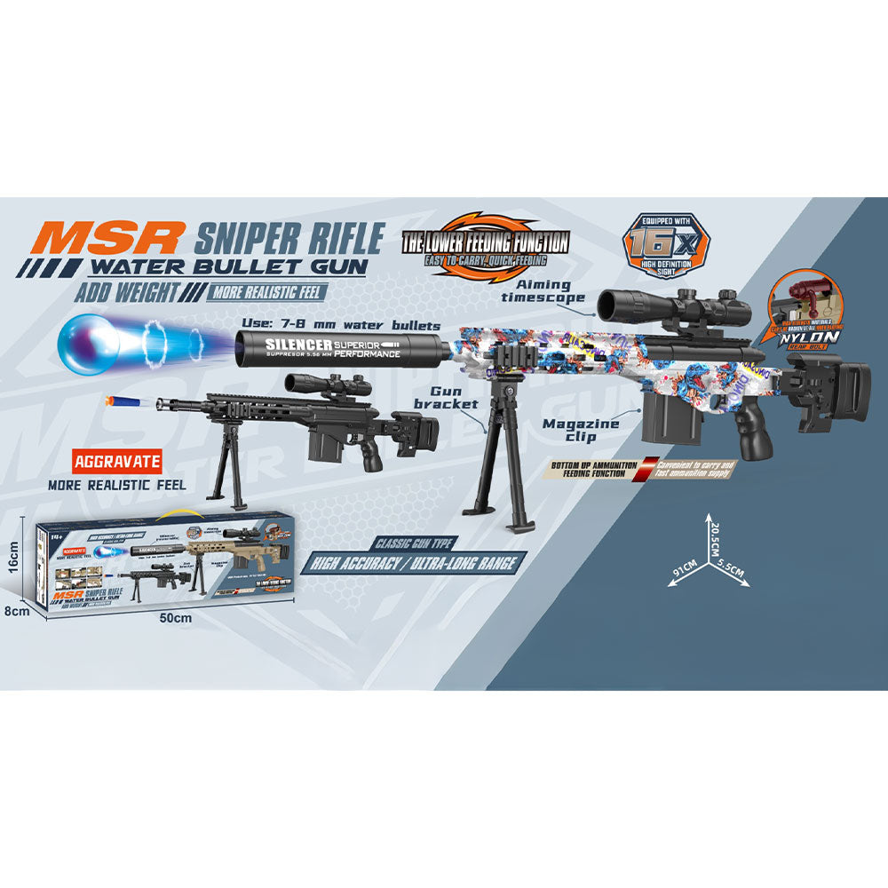 MSR Gel Blaster — Toy Sniper Rifle Equipped with a 16x Scope