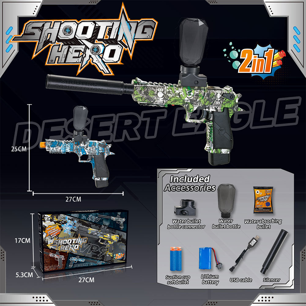 Tactical Desert Eagle Splatter Blaster - 2-in-1 Toy Pistol